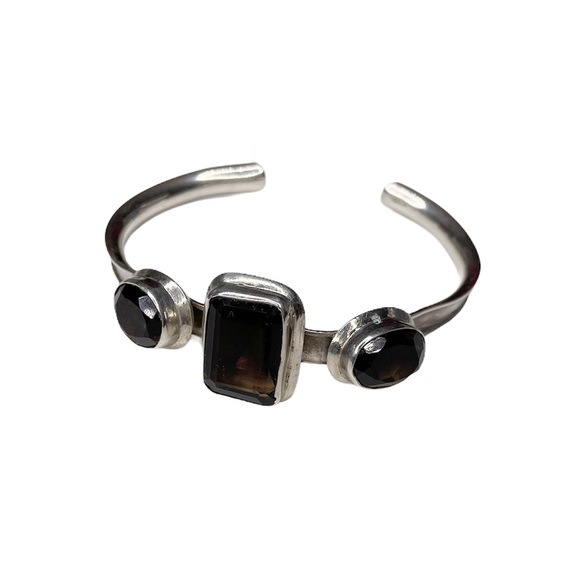 Vintage Smoky Quartz Sterling Silver Cuff